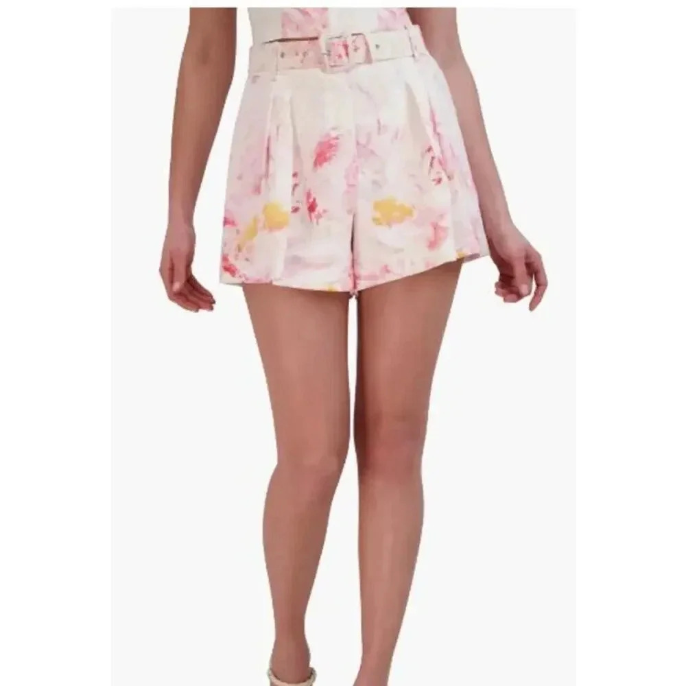 BCBGMAXAZRIA Abstract Print High-Waisted Shorts Size 10